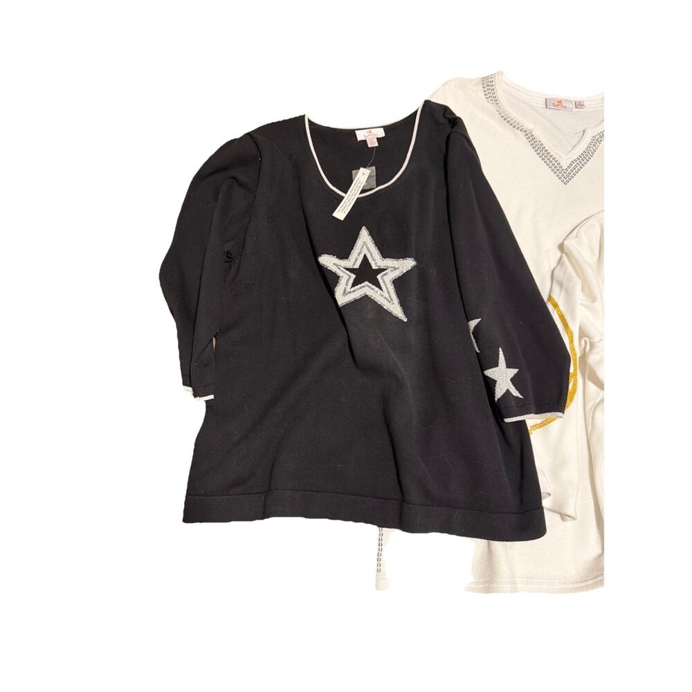 Quacker Factory Lot of 4 Women's XL Tops And Swim Cover Up Studded Nautical Star - Picture 2 of 15